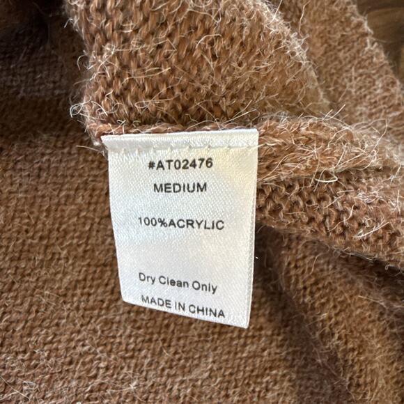 Lumière Ruffle Tiered Boxy Sweater Sz M Brown Elevated Basic Fall Flared Sleeve - Picture 4 of 7